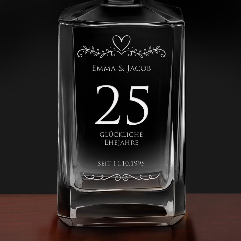 Bourbon Whisky Karaffe mit Gravur für ein Ehepaar zum 20. Hochzeitstag
