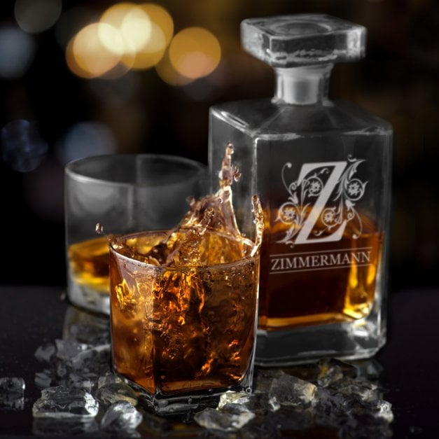 Bourbon Whisky Karaffe mit Gravur für einen Pilzsammler