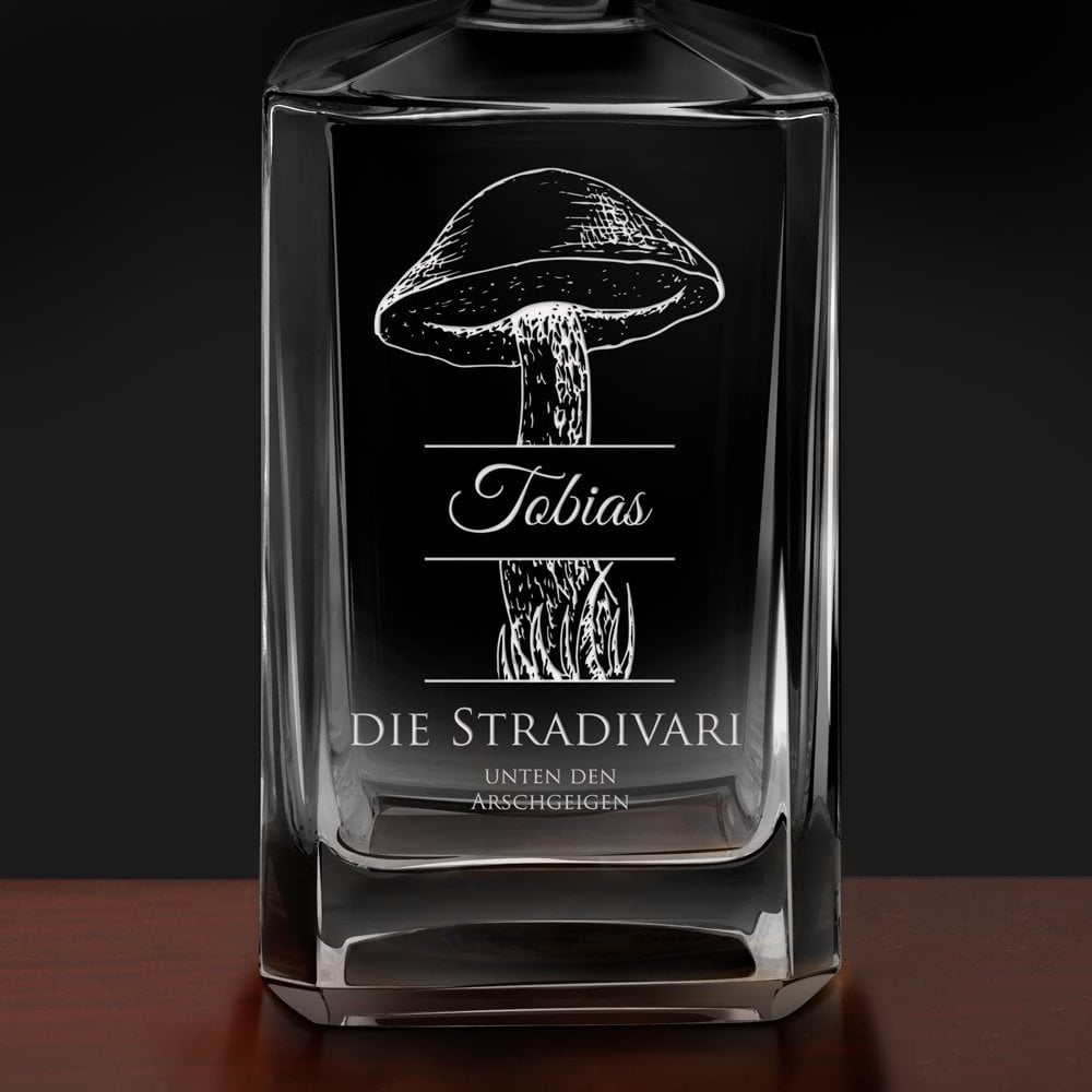 Bourbon Whisky Karaffe mit Gravur für einen Pilzsammler