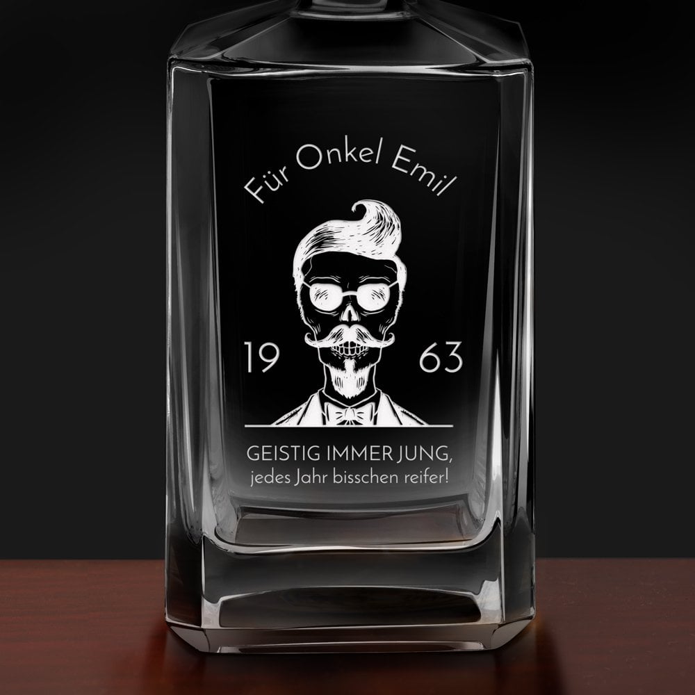 Bourbon Whisky Karaffe mit Gravur für Ihren Onkel zum 60. Geburtstag