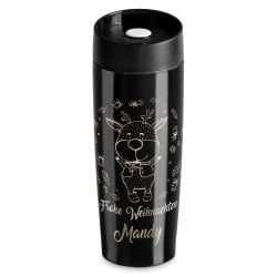 Luftdichter Thermobecher mit Gravur Schwarz für sie zum Weihnachtsfest