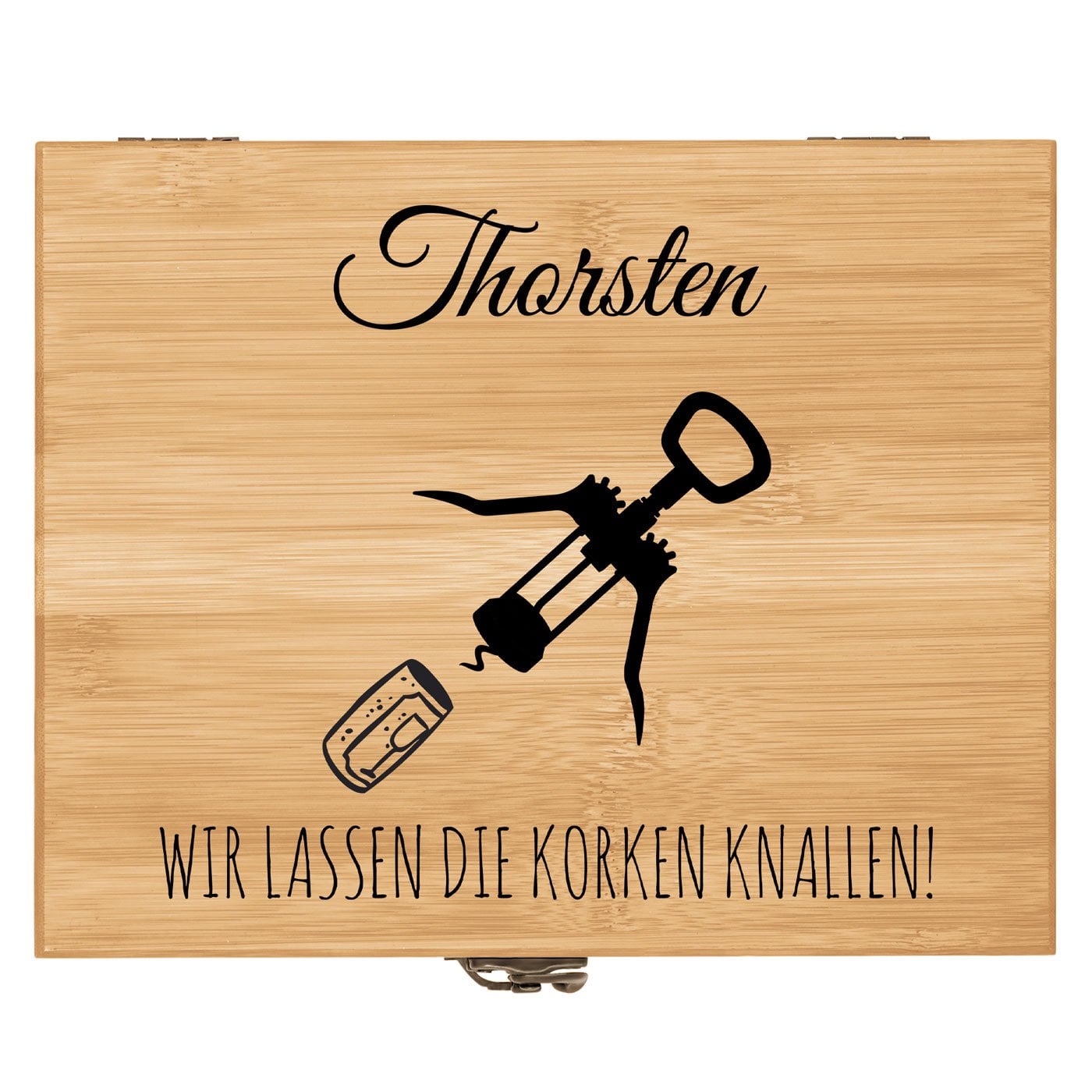8er Weinzubehör-Set mit Schublade und Aufdruck für ihn zum Geburtstag zur Rente