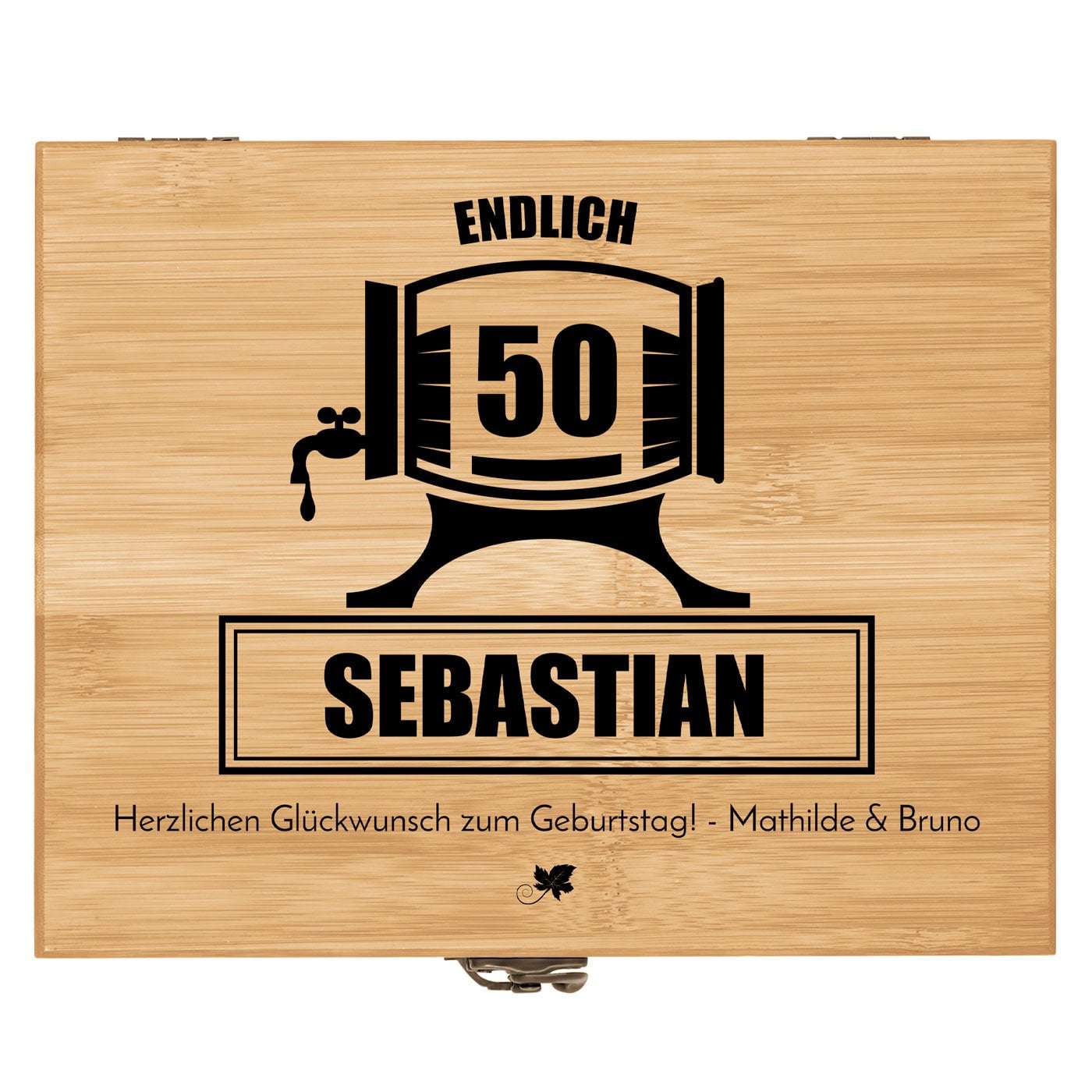 8er Weinzubehör-Set mit Schublade und Aufdruck für ihn zum 50. Geburtstag