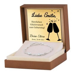 Glamour Damen Armband mit Zirkonias aus 925er Silber in exklusiver Geschenkbox mit Gravur