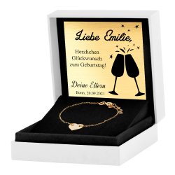 Herz Damen Armband aus vergoldetem 925er Sterlingsilber in exklusiver Geschenkbox mit Gravur