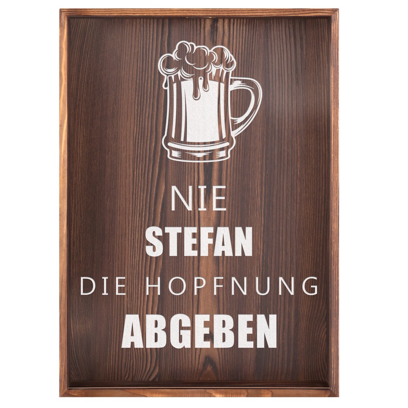 Kronkorken- und Korkensammler zum Aufhängen mit Gravur für einen Biergenießer
