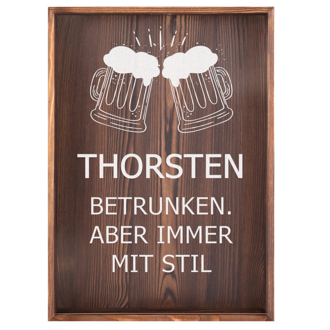 Kronkorken- und Korkensammler zum Aufhängen mit Gravur für einen Bierlologen zum Ehrentag
