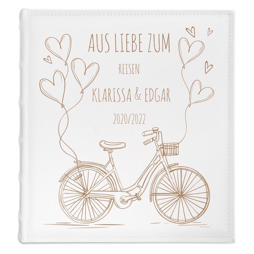 Fotoalbum mit Aufruck zum Einkleben für ein Paar Radfahrer