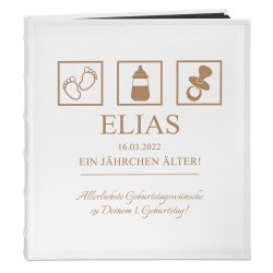 Fotoalbum mit Aufruck zum Einkleben für einen Jungen zum 1. Geburtstag