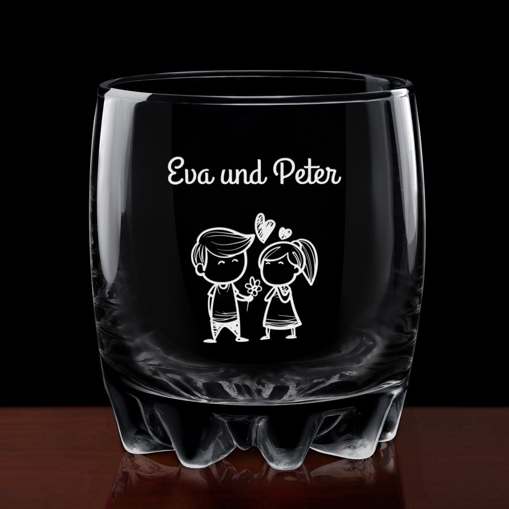Sylvana 6er Whisky Gläser Set mit Gravur für ein Paar zur Hochzeit, zum Valentinstag