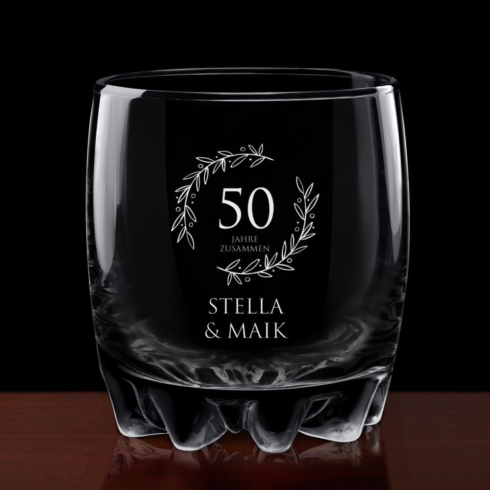 Sylvana 6er Whisky Gläser Set mit Gravur für ein Paar zum 50. Hochzeitstag