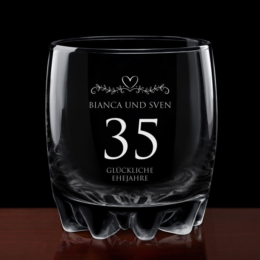 Sylvana 6er Whisky Gläser Set mit Gravur für ein Paar zum Hochzeitstag