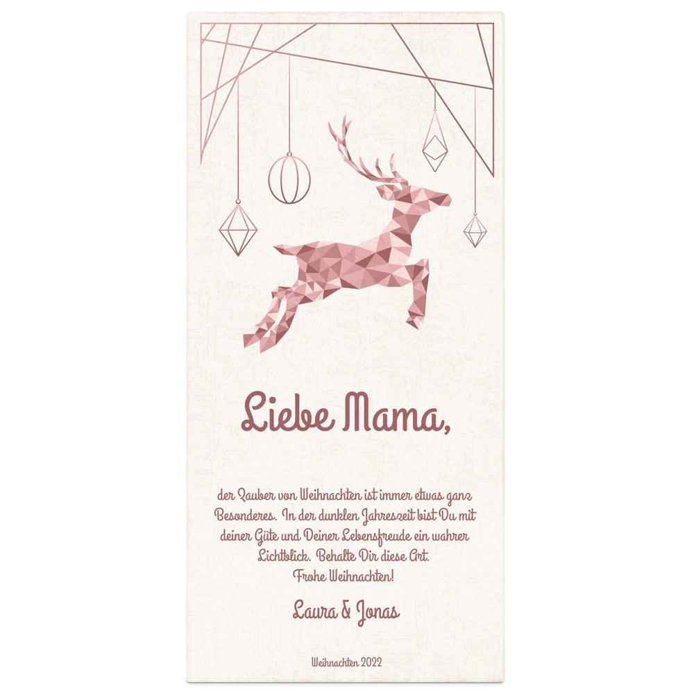 Ewige Rose aus Glas und Metall in Gechenkschatulle mit Aufdruck für Ihre Mama zu Weihnachten