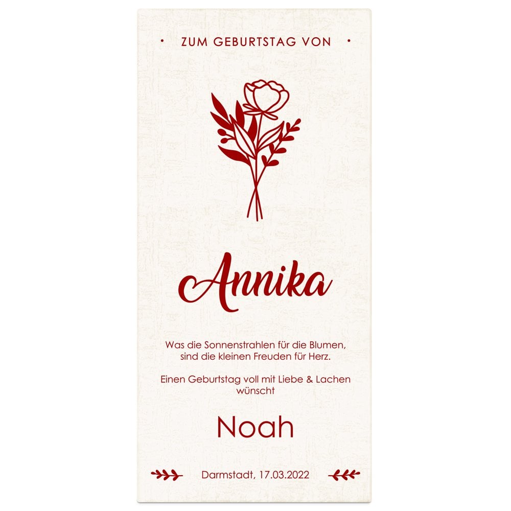 Ewige Rose aus Glas und Metall in Gechenkschatulle mit Aufdruck für sie zum Geburtstag