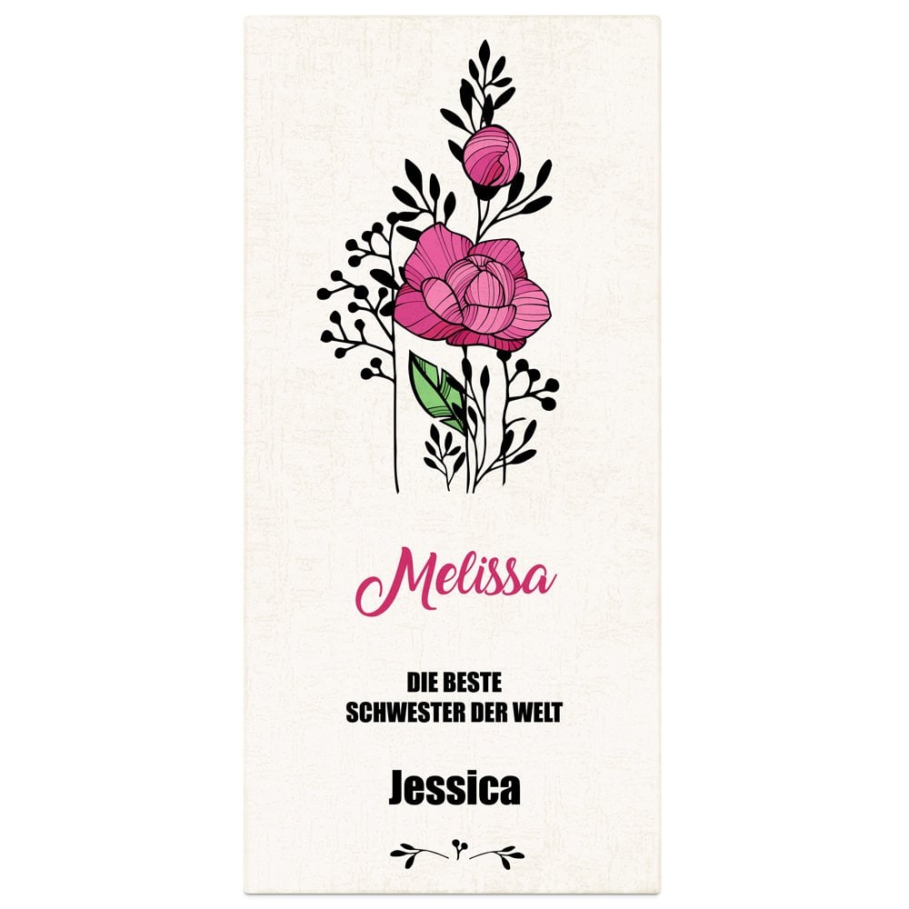 Ewige Rose aus Glas und Metall in Gechenkschatulle mit Aufdruck für Ihre Schwester Trauzeugin als Dankeschön