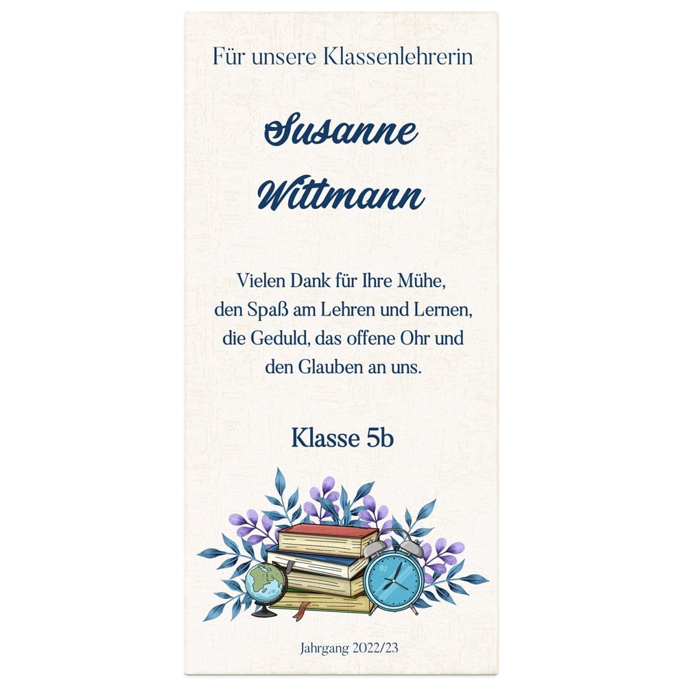 Ewige Rose aus Glas und Metall in Gechenkschatulle mit Aufdruck für Ihre Klassenlehrerin zum Lehrertag Abschied