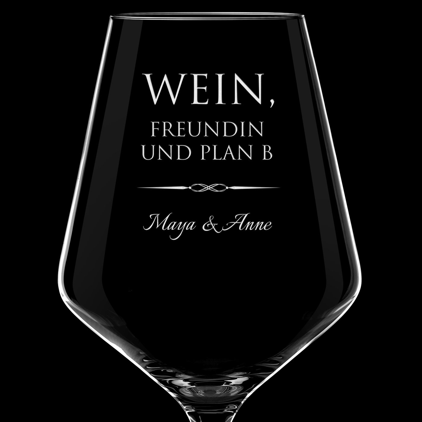 Avant-Garde Weinglas mit Gravur für Ihre Freundin zum Mädelsabend