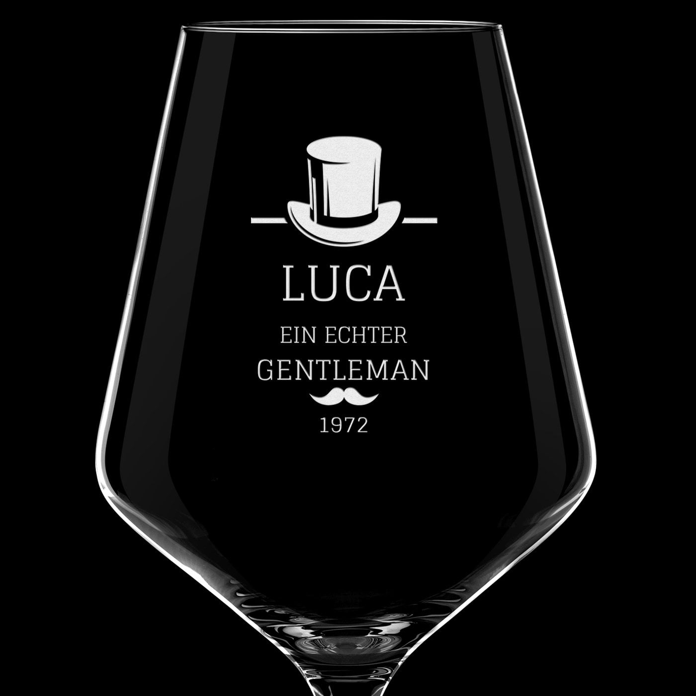 Avant-Garde Weinglas mit Gravur für einen echten Gentleman