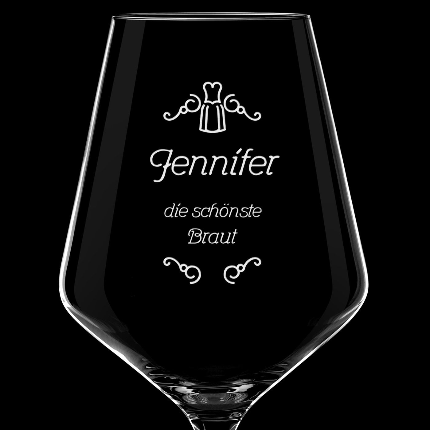 Avant-Garde Aperolglas mit Gravur für eine Braut zum Junggesellinnenabend