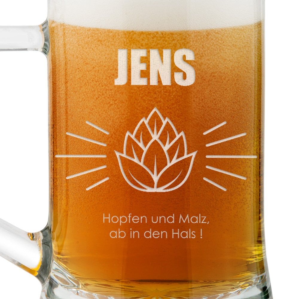 Bierkrug aus Glas mit Gravur für ihn einen Bierconnoisseur