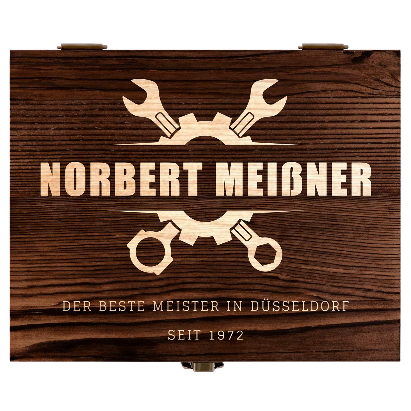 Whisky Steine Set in Holzbox mit 2 Gläsern und Gravur für einen Meister zum Geburtstag