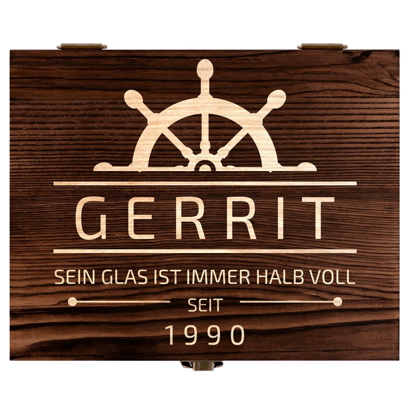 Whisky Steine Set in Holzbox mit 2 Gläsern und Gravur für einen Segler zum Geburtstag