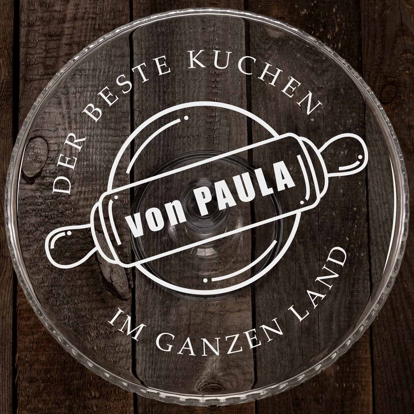 Kuchenplatte aus Glas mit Gravur für sie zum Geburtstag