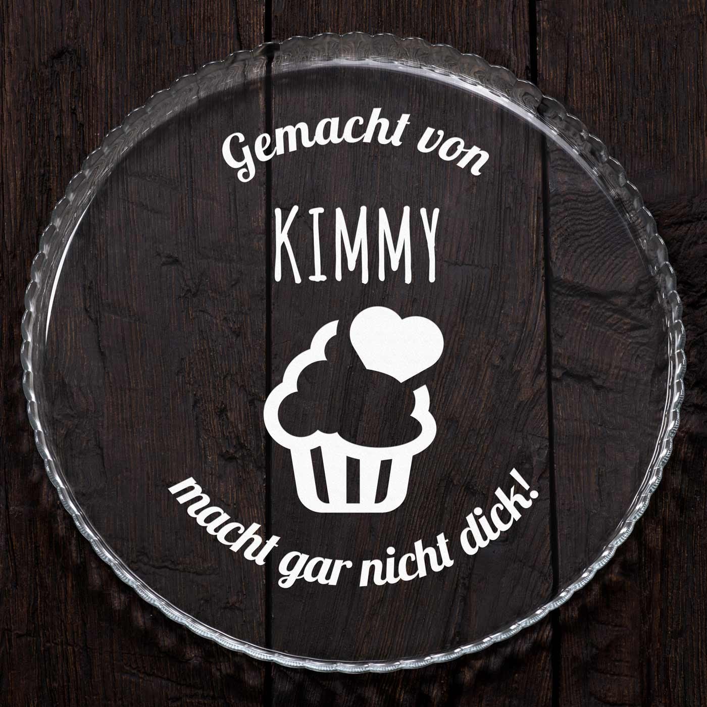 Glas Servierplatte mit Gravur für Torten und Kuchen für sie