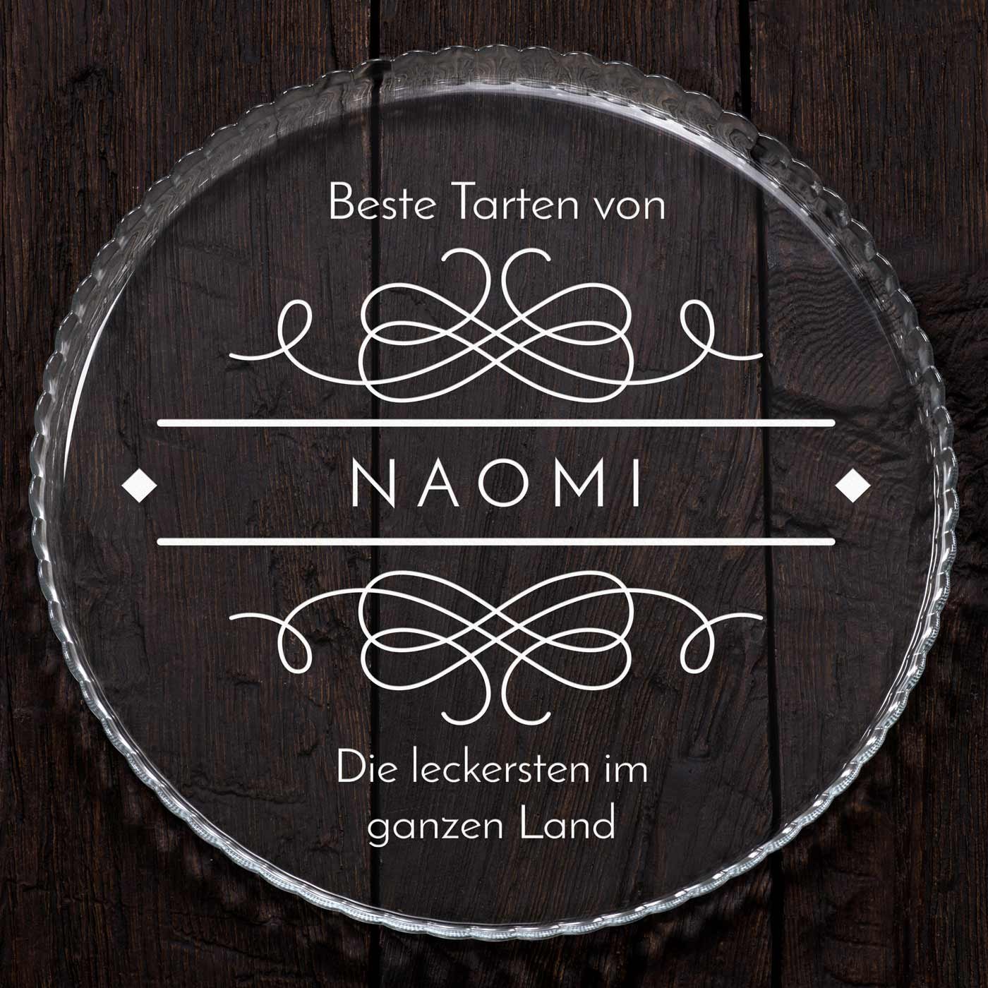 Glas Servierplatte mit Gravur für Torten und Kuchen für ihn 