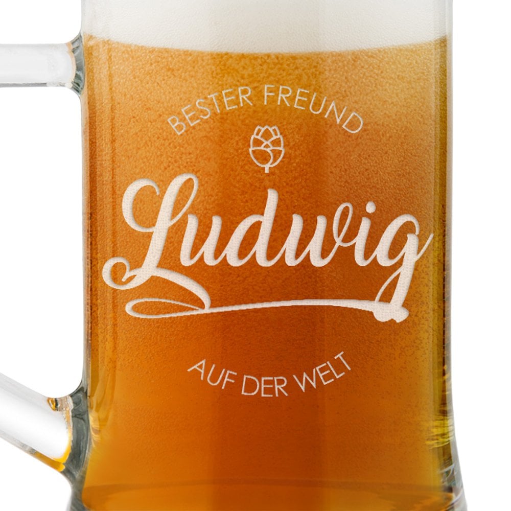 Bierkrug aus Glas mit Gravur für Ihren liebsten Boyfriend