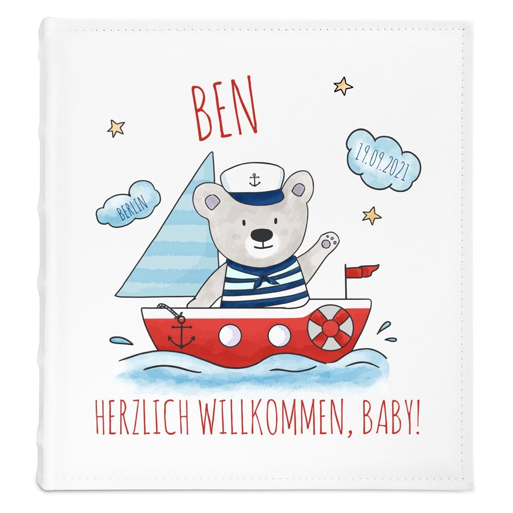 Fotoalbum mit Aufdruck zum Einkleben für einen Jungen zur Geburt