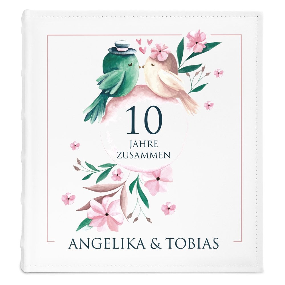 Fotoalbum mit Aufdruck zum Einkleben für ein Ehepaar zum 10. Hochzeitstag