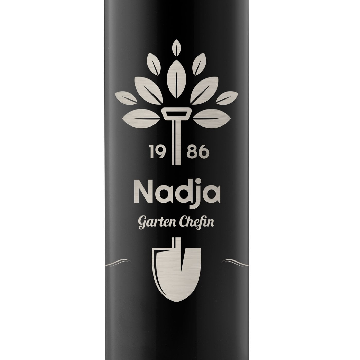 Auslaufsichere Thermosflasche mit Gravur Schwarz 400 ml für sie eine Gärtnerin zum Geburtstag