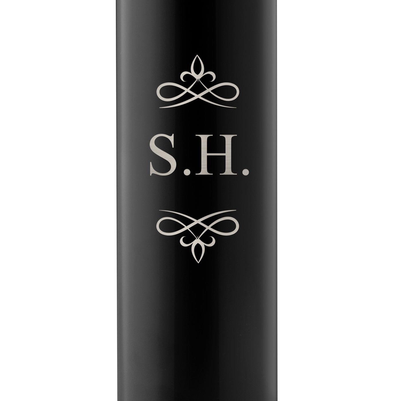Auslaufsichere Thermosflasche mit Gravur Schwarz 400 ml mit Initialen für sie