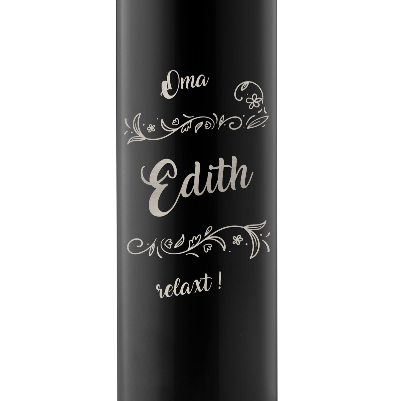 Auslaufsichere Thermosflasche mit Gravur Schwarz 400 ml für Ihre Oma