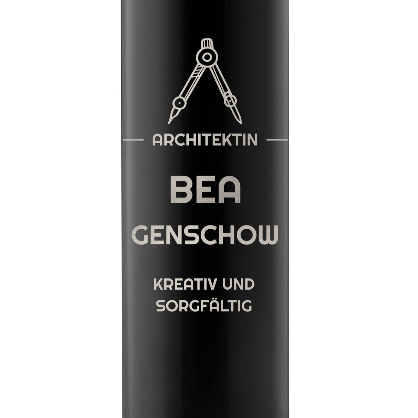 Auslaufsichere Thermosflasche mit Gravur Schwarz 400 ml für eine Architektin, Designerin, Ingenieurin