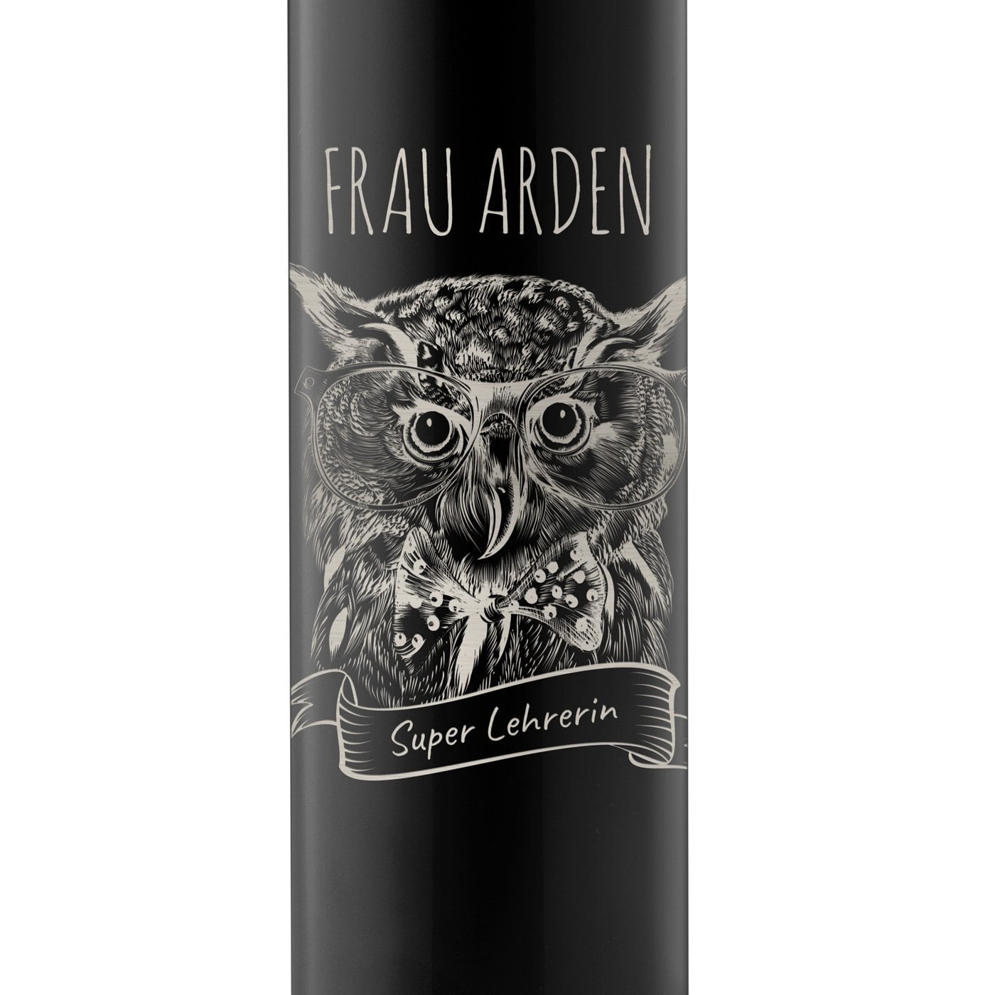 Auslaufsichere Thermosflasche mit Gravur Schwarz 400 ml für Ihre Lehrerin