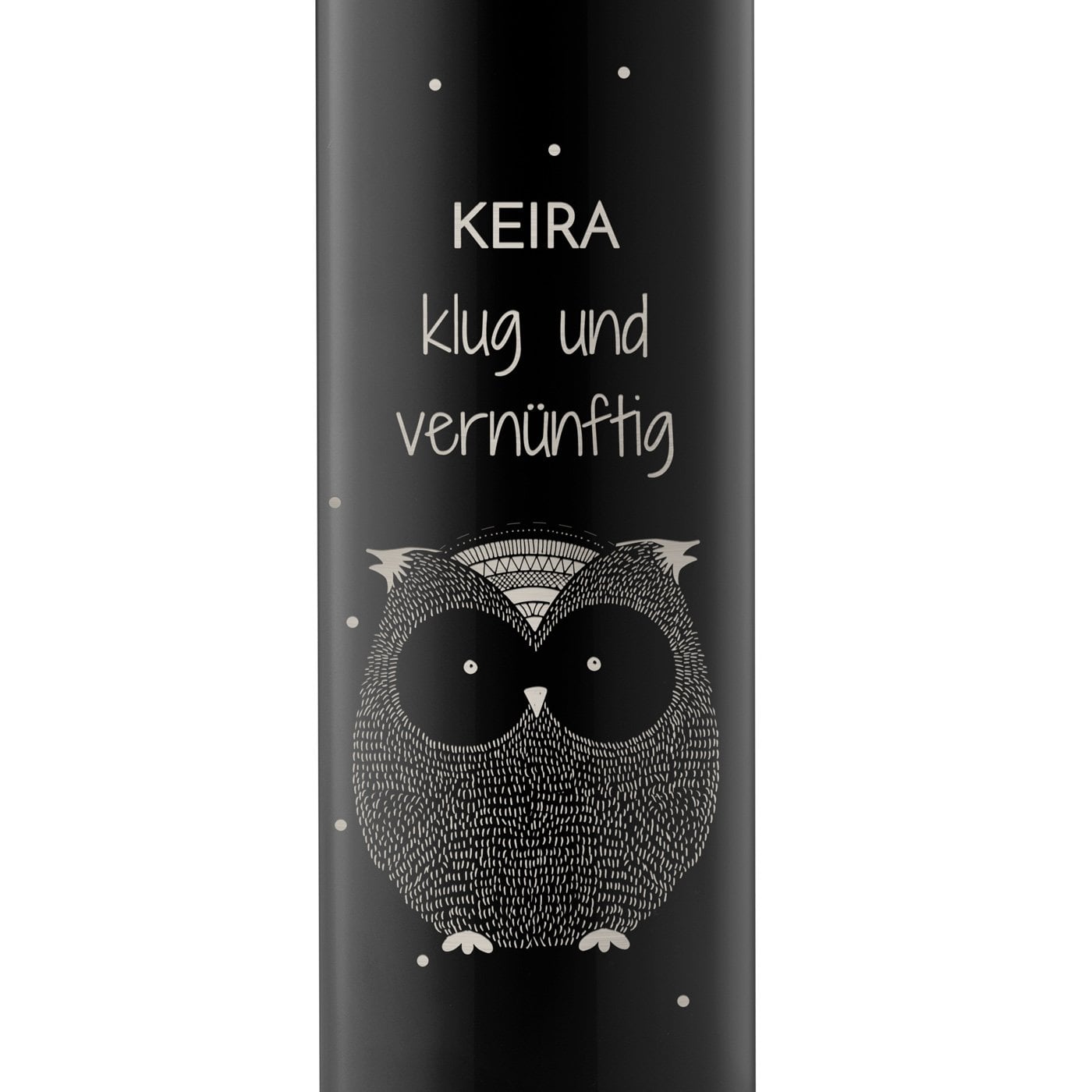 Auslaufsichere Thermosflasche mit Gravur Schwarz 400 ml für Ihre Tochter, Schwester, Enkelin zum Geburtstag