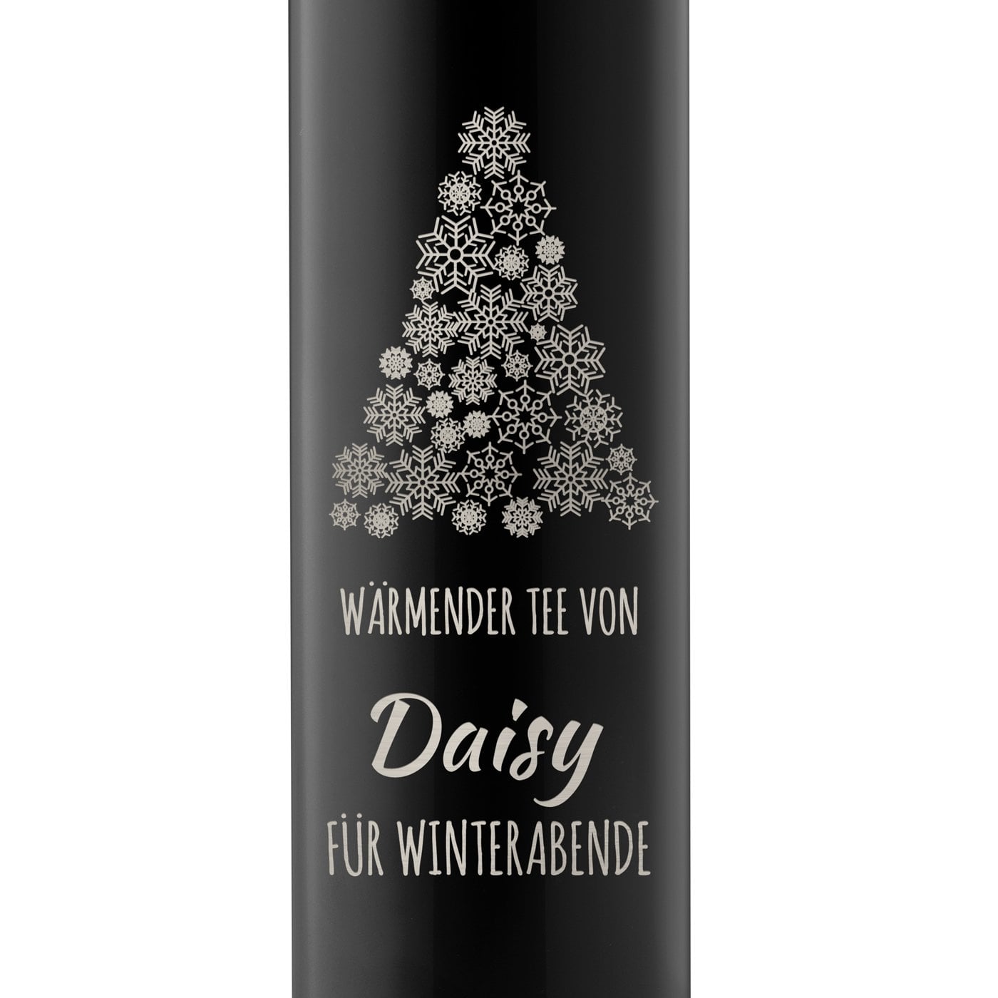 Auslaufsichere Thermosflasche mit Gravur Schwarz 400 ml für sie zum Weihnachtsfest