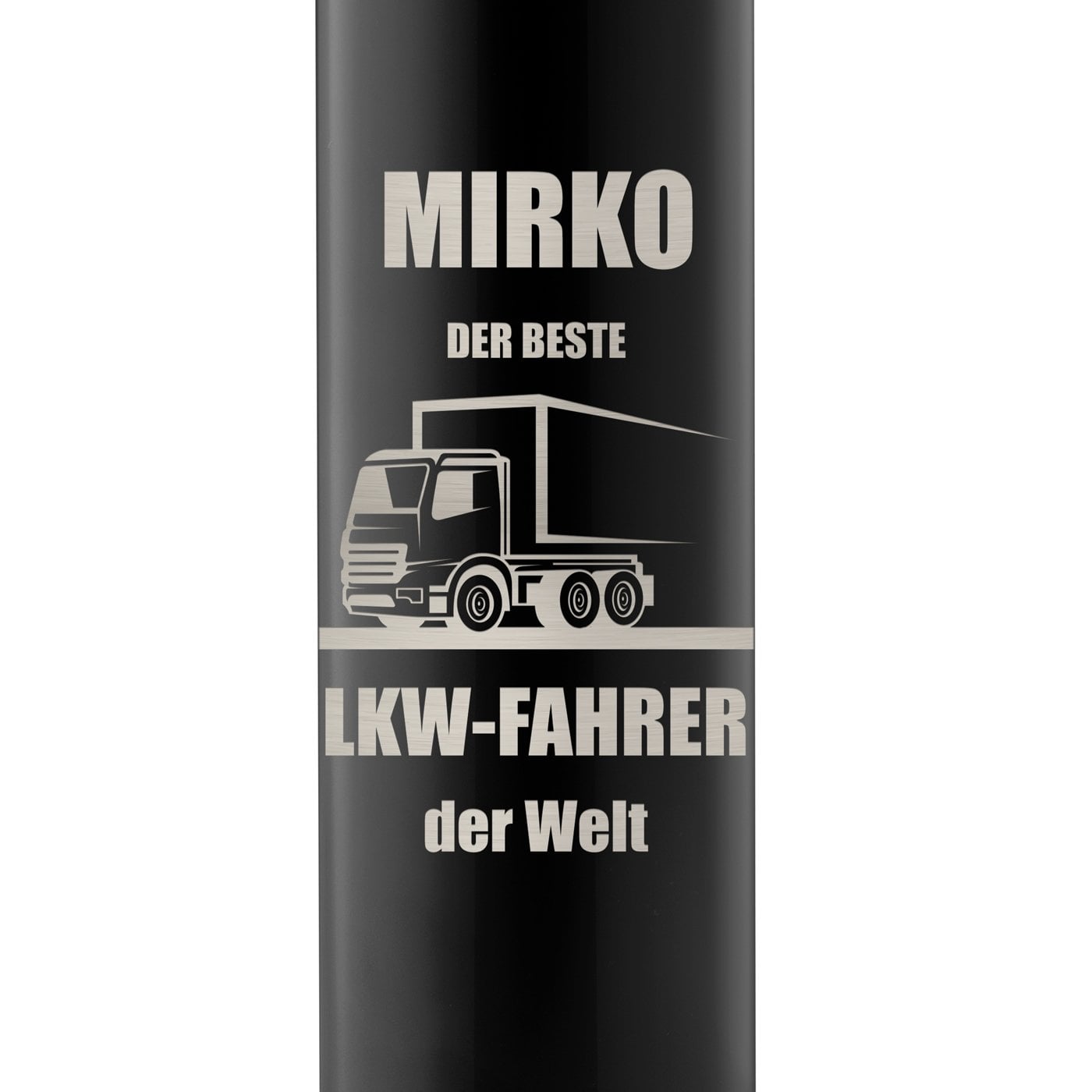 Auslaufsichere Thermosflasche mit Gravur Schwarz 400 ml für einen Berufskraftfahrer zum Geburtstag