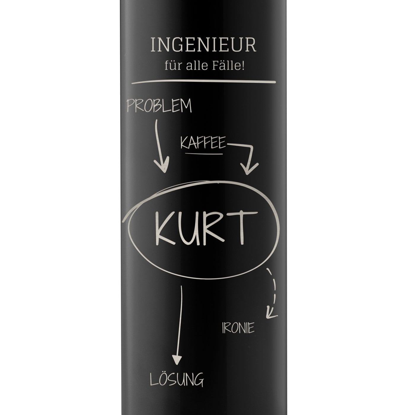 Auslaufsichere Thermosflasche mit Gravur Schwarz 400 ml für einen Ingenieur