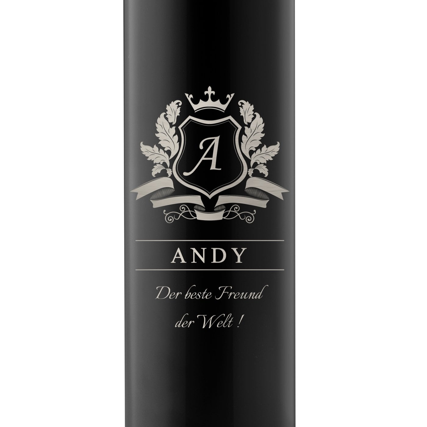 Auslaufsichere Thermosflasche mit Gravur Schwarz 400 ml für einen Jungen