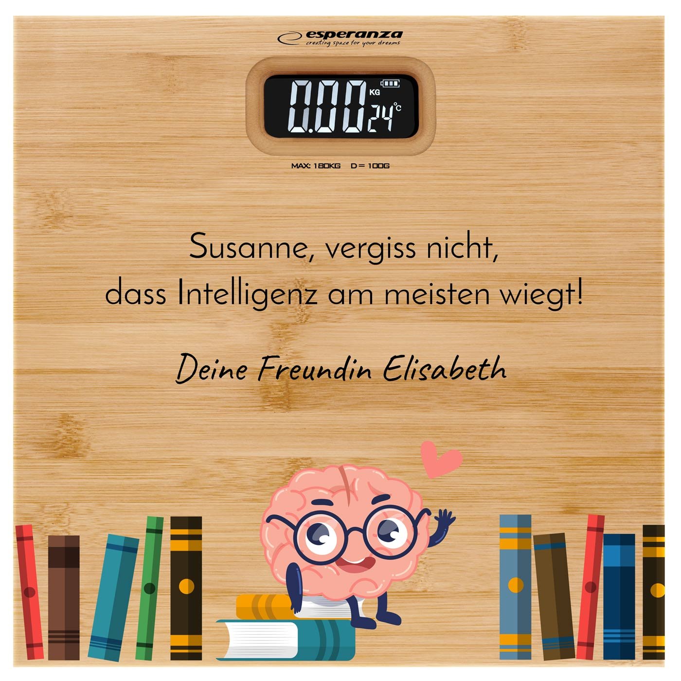 Digitale Personenwaage aus Bambus mit Aufdruck für Ihre beste Freundin zum Geburtstag, zu Weihnachten