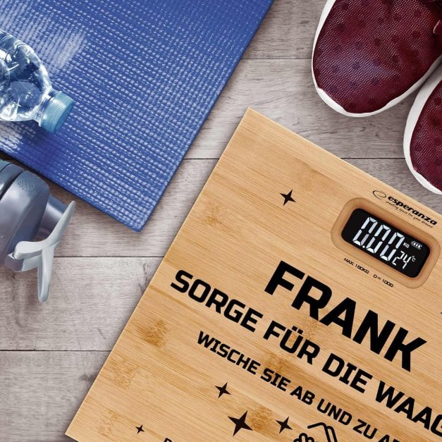 Digitale Personenwaage aus Bambus mit Aufdruck für Ihren Ehemann, Partner zum Geburtstag