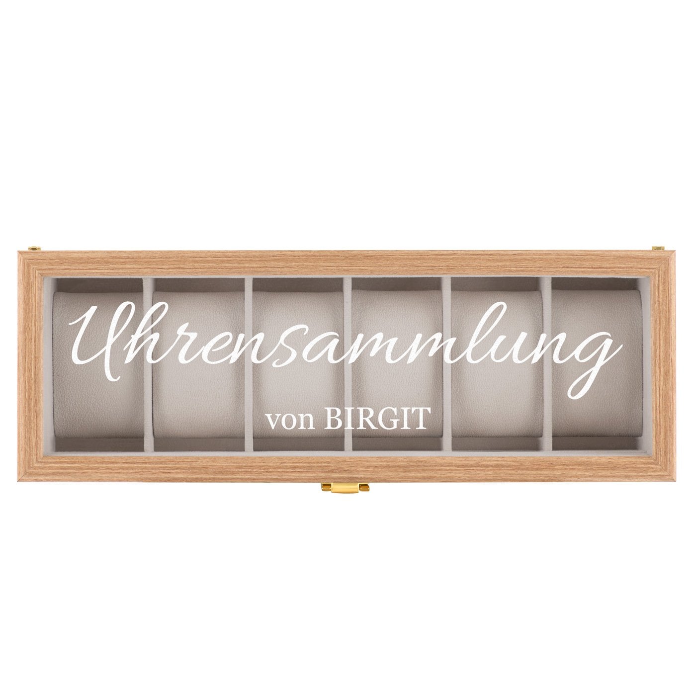 Uhrenbox aus Holz für 6 Uhren mit Gravur für sie