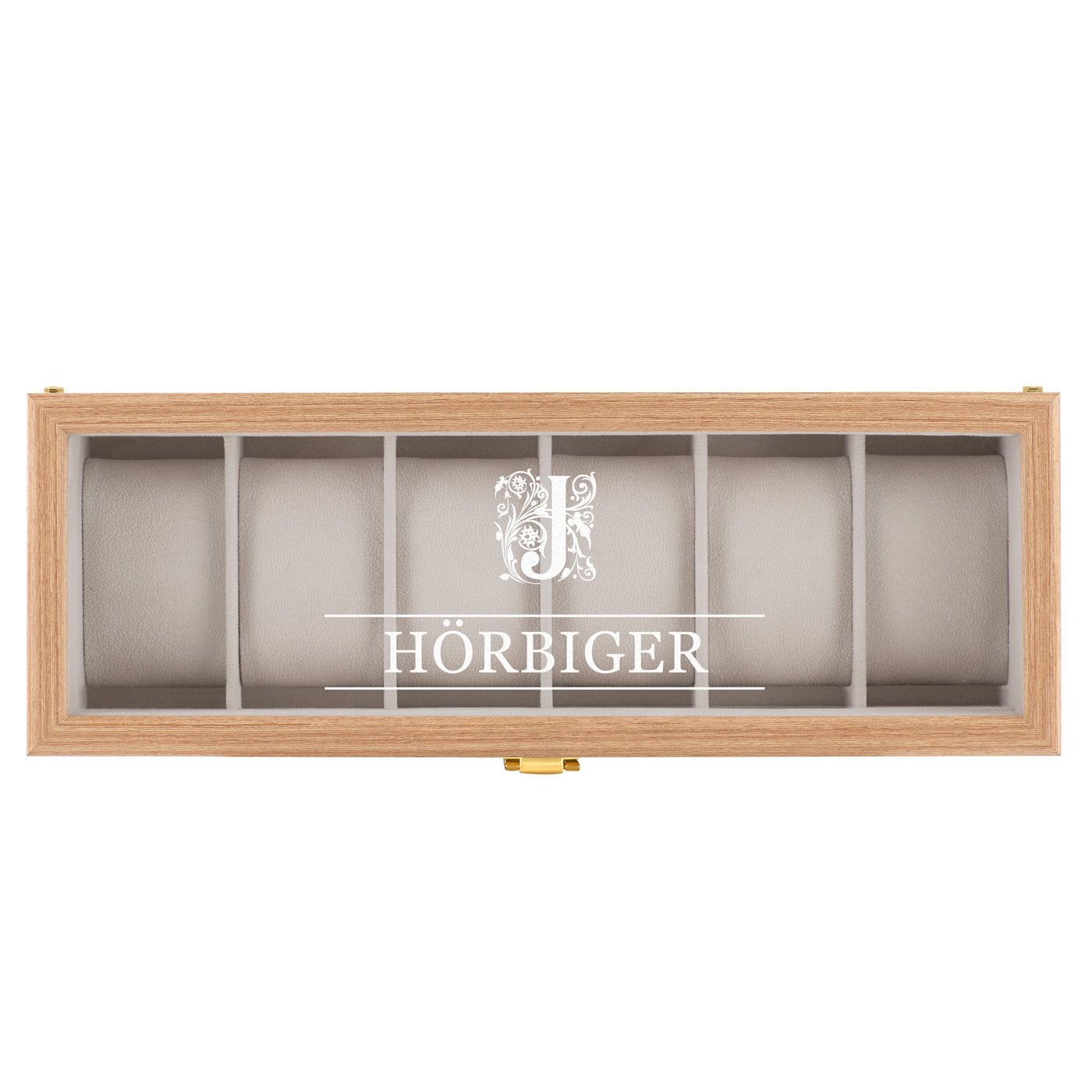 Uhrenbox aus Holz für 6 Uhren mit Gravur für ihn einen Gentelman