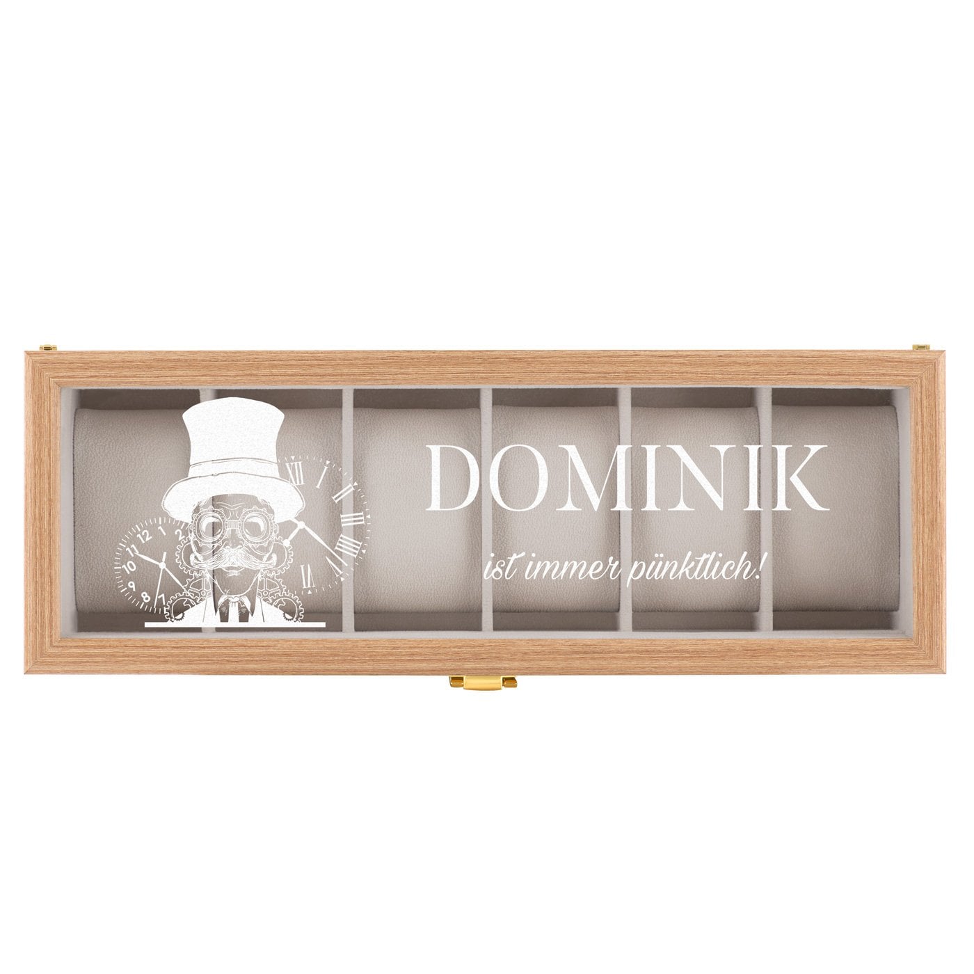 Uhrenbox aus Holz für 6 Uhren mit Gravur für Ihn zum Jubiläum Einzug Junggesellenabschied