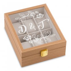 Hellbraune Uhrenbox mit Gravur für ein Paar zur Hochzeit, zum Hochzeitstag, Einzug