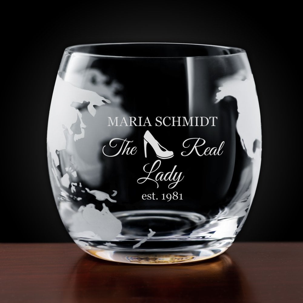 Whisky Karaffe in Globusform mit Schiff mit 2 Gläsern für eine echte Dame zum Geburtstag