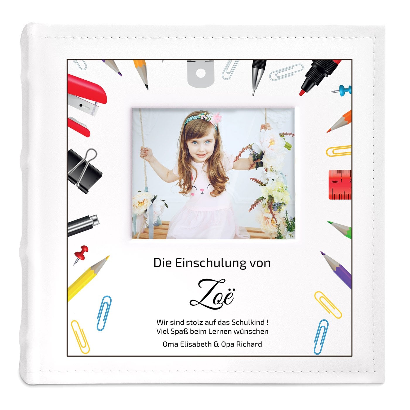 Einsteck Fotoalbum mit Sichtfenster und Aufdruck für ein Mädchen